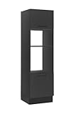 Stella Trading Turin Einbauschrank für Backofen und Mikrowelle in Schwarz - Geräumiger Hochschrank Küchenschrank mit viel Stauraum - 60 x 211 x 57 cm (B/H/T)
