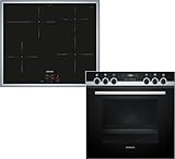 Siemens EQ522IB01, Einbau-Herd-Set, Bestehend aus HE517BBS4 Herd, 60 x 60 cm, Hydrolyse Selbstreinigung und Backautomatik, EI645CFB6E Induktionskochfeld, Bräterzone, Edelstahlrahmen