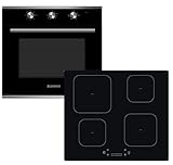 Einbauherd-Set Backofen und autarken Induktiosnkochfeld Heißluft Umluft Airfryer Funktion analoger Timer 60 cm rahmenloses Touch Control Timer Kindersicherung