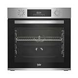 Beko BBIM12300X b300 Einbau-Backofen, 60 cm Backofen, 72 l Volumen, Dampfreinigung SteamShine, 8 Heizarten, AeroPerfect für gleichmäßiges Backen, Multifunktionsofen, Edelstahl