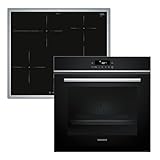 Siemens PQ613PIAA, iQ300 Einbau-Herd-Set, Bestehend aus HB572ABS3 Herd, 60 x 60 cm, Pyrolyse und Hydrolyse Selbstreinigung, Clipauszug & EH645BFB6E Induktionskochfeld, touchControl, Bräterzone