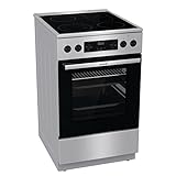 Gorenje GECS5C70XPA Elektro-Standherd mit Glaskeramik-Kochfeld / 50cm / 70 Liter/GentleClose/Schnellaufheizung/AirFry/ExtraSteam/Pizzamodus 300°C/Teleskopauszüge/AquaClean/BräterZone/schwarz