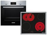 Bosch HBD231CR62 Set Backofen HBF133BR0 Edelstahl + Glaskeramikkochfeld PKN645BA2E + Backblech HEZ431002