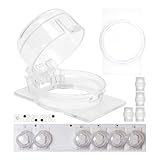 Herdknopf Kindersicherung, für 6 Knöpfe, Montage ohne Knopf Demontage, für max. Ø 4,9 cm und 4 cm hohe Herdknöpfe mit min. 6,1 cm Abstand Mitte-Mitte, transparenter Kleber, Herdschutz Baby Sicherung