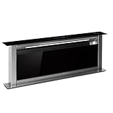 Klarstein Downdraft-Dunstabzugshaube, Versenkbare Abzugshaube, Leise Dunstabzugshauben mit Filter, Dunstabzugshaube 90cm, Umluft/Abluft Dunsthaube mit 10 Stufen, Dunstabzug 576 m³/h Luftstrom