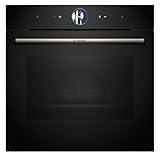Bosch HSG7361B1, Smarter Serie 8 Einbau-Dampfbackofen, 60 x 60 cm, 1 L Wassertank, Schwarz, Made in Germany, Hydrolyse Selbstreinigung, Air Fry, Farb-Display, 4D Heißluft, Bosch Assist, Pizzastufe