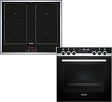 Siemens PQ521DB2ZM, iQ500 Einbau-Herd-Set, Bestehend aus HE578BBS4 Herd, 60 x 60 cm, Pyrolyse Selbstreinigung und Backautomatik, EM645CQB6E Induktionskochfeld, Kombi-Induktion, Edelstahlrahmen