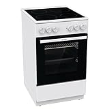 Gorenje GEC5A 21 WG Elektro-Standherd mit Glaskeramik-Kochfeld / 50 cm / 74 Liter/PerfectGrill/Pizzamodus 300°C/AquaClean/weiß