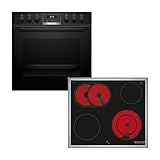Bosch Einbauherd-Set HND611LS67, Serie 6 Einbau-Herd 60 cm mit Reinigungshilfe, Backwagen, AutoPilot 10 HEB517BB3, Serie 4 Elektro-Kochfeld 60 cm herdgesteuert mit Rahmen, Made in Germany NKN645GA2E