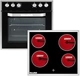 Weceleh Herd mit Keramikkochfeld & Backofen, Einbauherd Herdsets, Einbauherd Elektroherd, Backofen mit Herdplatte, Edelstahlrahmen, 60 cm, 63 Liter
