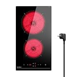 Hermitlux Domino Glaskeramikkochfeld, Eingebaut 29 cm Glaskeramik Elektrisches Kochfeld, 9 Leistungsstufen, Sensor-Touch-Steuerung, Kindersicherung, 1-99 Minuten-Timer, Geeignet für Alle Töpfe