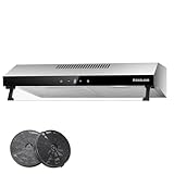 GASLAND Chef UC60SS Doppelmotor Design Dunstabzugshaube 60cm Umluft, Leise Dunstabzugshauben Abluft 333 m³/h, 3 Stufen Touch Control Unterbauhaube abzugshaube Edelstahl Silber mit Aktivkohlefilter