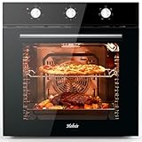 Einbauherd 60cm, Hobsir 60L Einbaubackofen, Fassungsvermögen | 6 Funktionen, 250°C & 120-Minuten-Timer