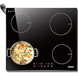 Karinear Induktionskochfeld 60 cm 4 Platten, Einbau Kochfeld Induktion mit Stecker, 3500W 9 Leistungsstufe, Timer, Kindersicherung, Automatische Abschaltung, 220-240V