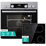 Gorenje Einbau-Herd-Set Inox Air Set mit Glaskeramik-Kochfeld, Heißluft, 73 Liter, 250° max. Ofentemperatur, MultiAir Technologie, 9 Funktionen, Bräterzone, Mininmale Einbaunische (HxBxT): 60x56x58cm