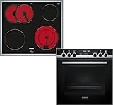Siemens PQ521KB11, Einbau-Herd-Set, Bestehend aus HE578BBS3 Herd, 60 x 60 cm, Pyrolyse Selbstreinigung und Backautomatik, EA64RGNA1E Elektrokochfeld, Kombi-Induktion, Edelstahlrahmen