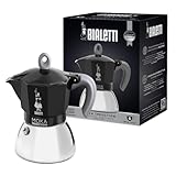 Bialetti - Moka Induction, Moka-Kanne, Geeignet für Alle Herdarten, 6 Tassen Espresso (270ml), Schwarz